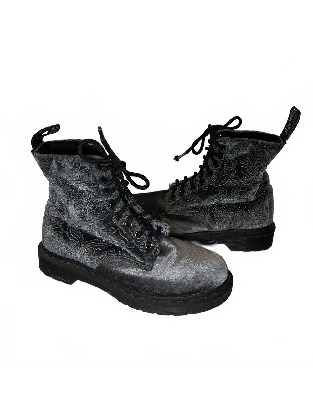 Dr. Martens 1460 Brocade Silver Combat Boots Size 6 US